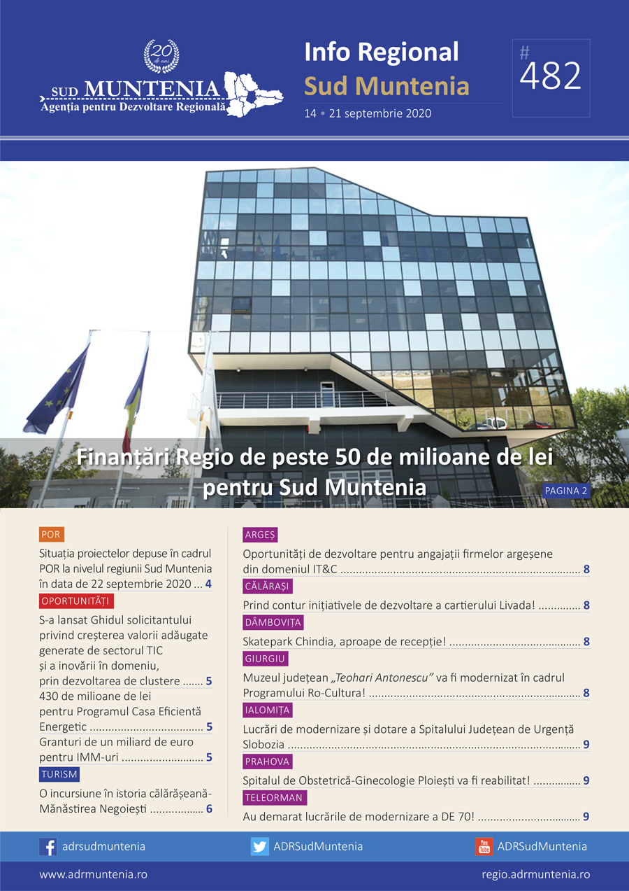 A apărut buletinul informativ Info Regional Sud Muntenia nr. 482!